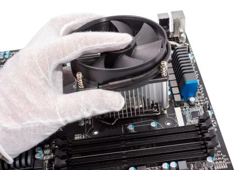 Electronic collection - installing cpu cooler Stock Photos
