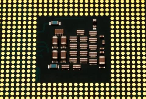 Electronic collection - Modern CPU from the bottom side isolated on white bac Stock Photos