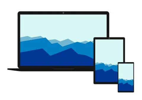 Electronic collection with picture Stock Illustration
