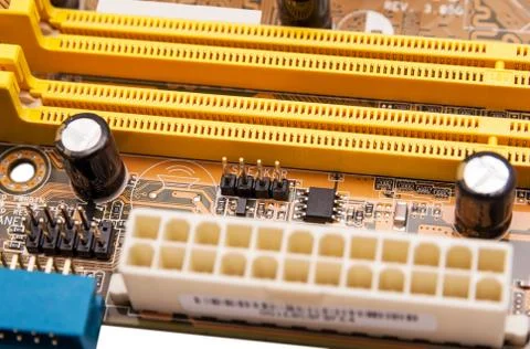 Electronic collection - power connector on computer mainboard Stock Photos