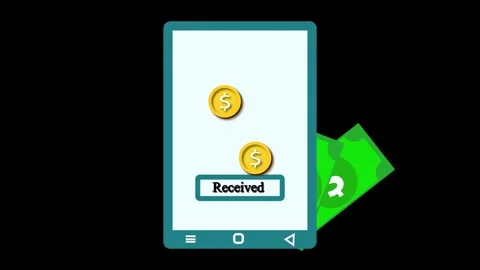 Electronic commerce cartoon with mobile money transfer. Smartphone with dol.. Stock Footage 313422259