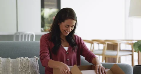 Electronic commerce client get parcel feel satisfied 動画素材 281405645