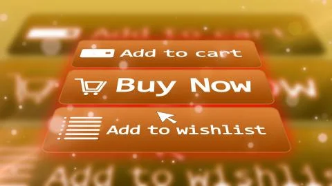 Electronic commerce concept.  3d illustration. Internet shopping buttons. Buy Illustrazione stock