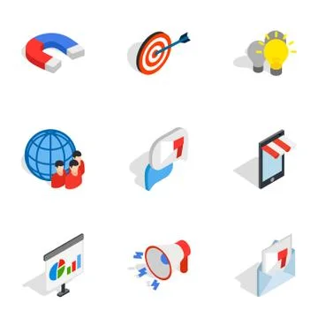 Electronic commerce icons, isometric 3d style Stock Illustration