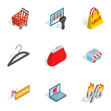Electronic commerce icons, isometric 3d style Stock-Illustration