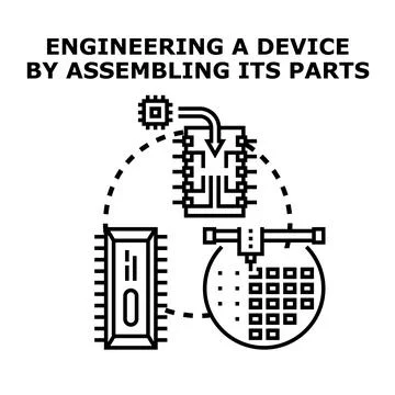 Electronic component assembling process for device engineering 스톡 일러스트