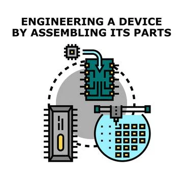 Electronic component assembling process for device engineering Stock Illustration