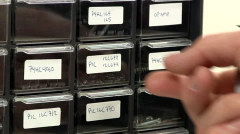 Electronic component bins Stock Footage 49092243