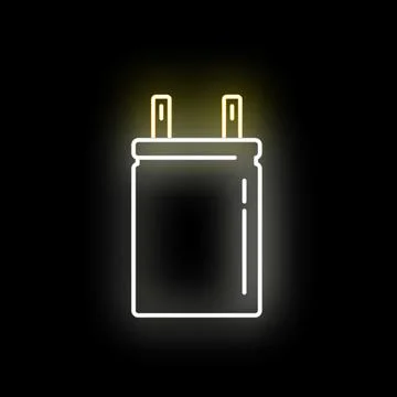 Electronic component capacitor glowing neon icon line Stock Illustration