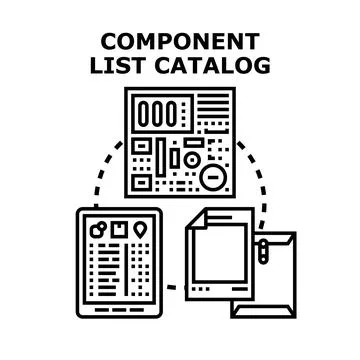 Electronic component cataloging and inventory management concept Stock Illustration