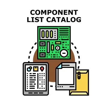 Electronic component cataloging and inventory management concept Stock Illustration