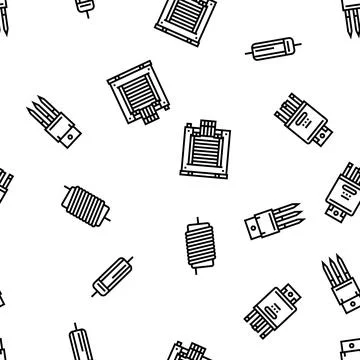 Electronic component circuit chip vector seamless pattern 库存插图