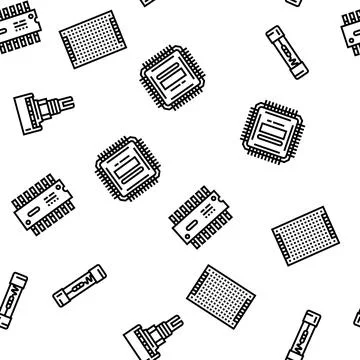 Electronic component circuit chip vector seamless pattern Stock Illustration