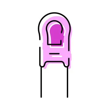 Electronic component color icon representing a thermistor Stock Illustration