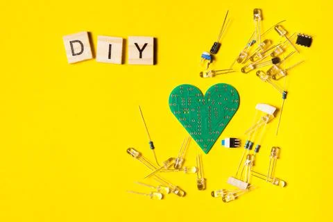 Electronic component, electric circuits, light-emitting diode, digital microc 스톡 사진