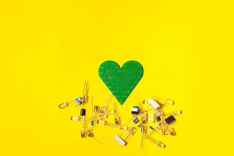 Electronic component, electric circuits, light-emitting diode, digital microchip 스톡 사진