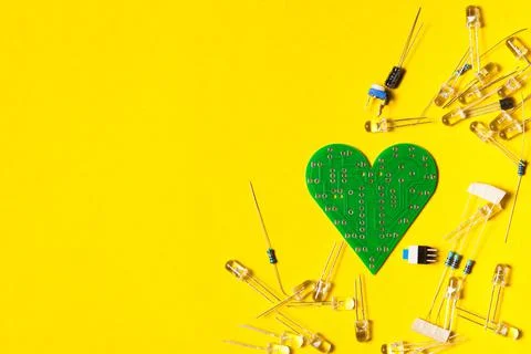 Electronic component, electric circuits, light-emitting diode, digital microc 스톡 사진