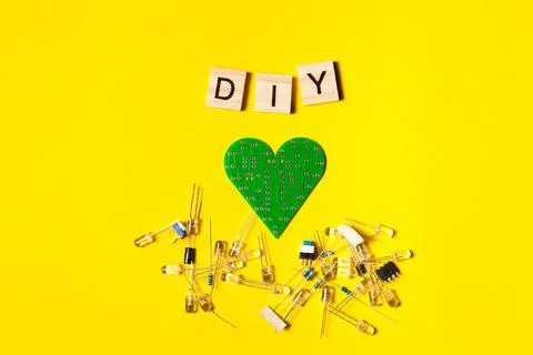 Electronic component, electric circuits, light-emitting diode, digital microc 스톡 사진