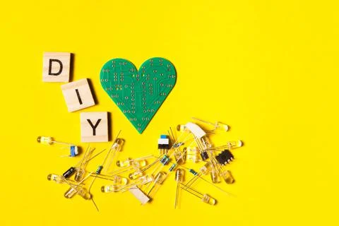 Electronic component, electric circuits, light-emitting diode, digital microc 스톡 사진