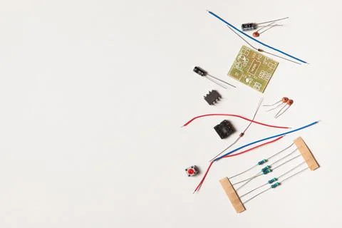 Electronic component, electric circuits, speaker, light-emitting diode, digital 스톡 사진