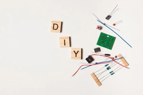 Electronic component, electric circuits, speaker, light-emitting diode, digital 스톡 사진