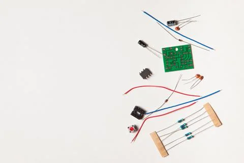 Electronic component, electric circuits, speaker, light-emitting diode, digital 스톡 사진