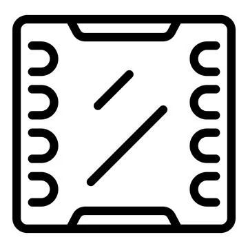 Electronic component icon featuring a microchip processing data with integrated Illustrazione stock