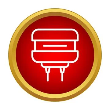 Electronic component icon in a red circle with gold frame Stockillustratie
