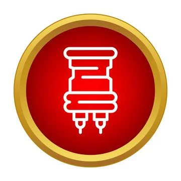 Electronic component icon on red gold button Stock Illustration