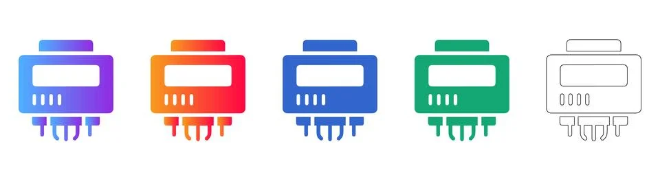 Electronic Component Interface Icons Stock Illustration