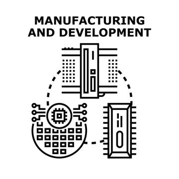Electronic component manufacturing and development concept illustration Ilustración de archivo