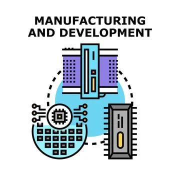 Electronic component manufacturing and development concept illustration Ilustración de archivo