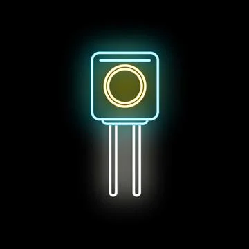 Electronic component neon glowing fuse icon technology Stock Illustration