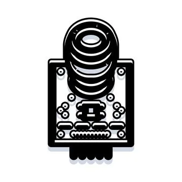 Electronic component with processor module on motherboard concept 스톡 일러스트
