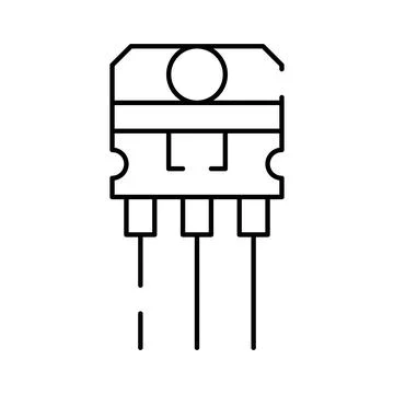 Electronic component semiconductor line icon for technology Stock Illustration