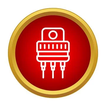 Electronic component showing semiconductor transistor technology circuit icon Stock Illustration