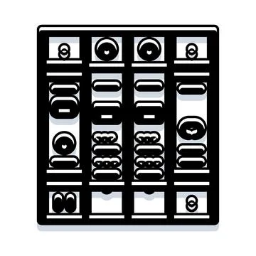 Electronic component storage rack with various parts Stock Illustration