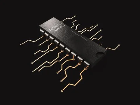 Electronic components. 3d illustration. isolated black background Stock Illustration