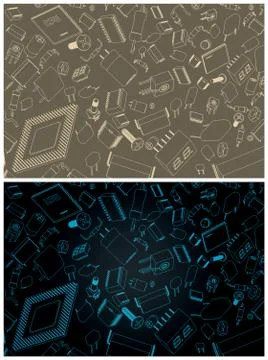 Electronic components and circuitry illustrations イラスト素材