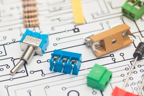 Electronic components and PCB design Stock Photos