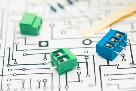 Electronic components and PCB design Stock Photos