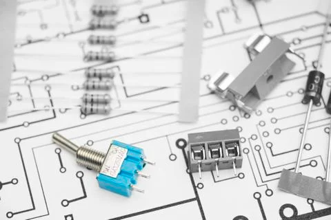 Electronic components and PCB design Stock Photos