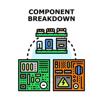Electronic components breakdown vector illustration Ilustración de archivo