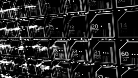 Electronic components on a circuit board, monochrome. Animation. Black and white Stock Footage 120299523