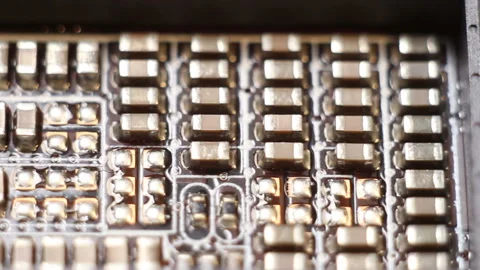 Electronic components on a computer board, close up Stock Footage 204160982