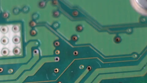 Electronic components on a computer board, close up Stock Footage 204161080