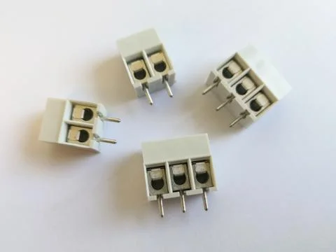 Electronic components connection terminals isolated on the white background Foto stock