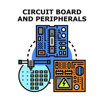 Electronic components developing processing microchips technology Stock Illustration