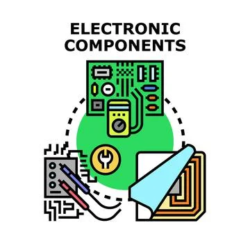 Electronic components developing vector color illustration Illustrazione stock
