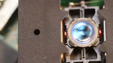 Electronic components on a DVD laser, close up Stock Footage 204161088